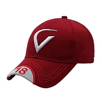 Cap for Men and Women VIRAT Cotton Blend Cap Use for Sports Cricket All Outdoor Indoor Activities (Maroon V)-thumb1