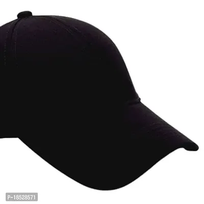 CLASSYMESSI Stylish Black Plain Casual Cap in Light Weight Baseball Cap Fit for Men and Women Use Workout Traveling Dating-thumb5