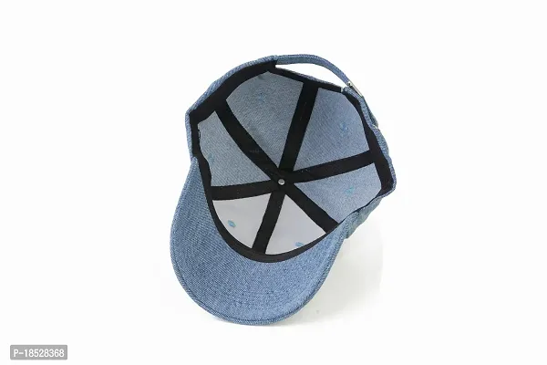 Baseball Self Design Unisex Cap for Men and Women Genuine Cotton Jeans in Light Weight Stylish Cap (Light Blue)-thumb3