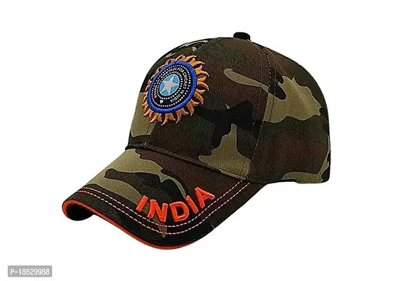 CLASSYMESSI Men's and Women's India Cricket Cap Genuine Quality Original Cap for All Cricket Fans Sports Cap (Black Army)-thumb3