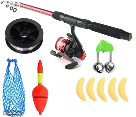 Fishing Rod, Reel With Carrying Net, Float,Line, Bell,Lures Kit-thumb0