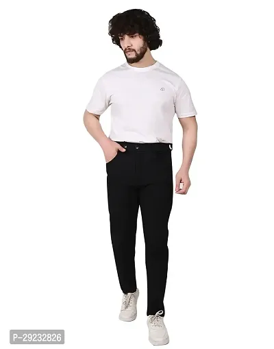 Men's Solid Cotton Blend Trouser Pants, Comfortable Regular fit Trouser, Formal Trouser-thumb0