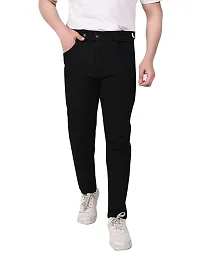 Men's Solid Cotton Blend Trouser Pants, Comfortable Regular fit Trouser, Formal Trouser-thumb1