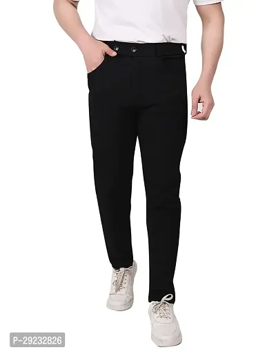 Men's Solid Cotton Blend Trouser Pants, Comfortable Regular fit Trouser, Formal Trouser-thumb2