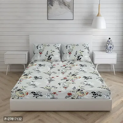 Comfortable Cotton Printed Single Bedsheet with One Pillow Cover beige