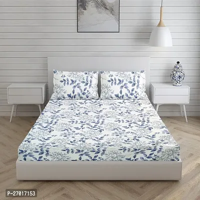 Comfortable Cotton Printed Single Bedsheet with One Pillow Cover Blue