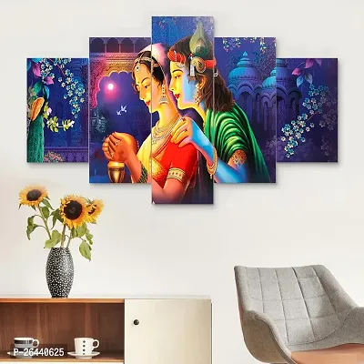 VAIBHAV Craft Set of Five Framed Wall Painting for Home Decoration , Paintings for Living room , Bedroom , Big Size 3D Scenery ( 17x30 inch)-thumb4