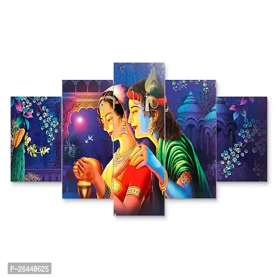 VAIBHAV Craft Set of Five Framed Wall Painting for Home Decoration , Paintings for Living room , Bedroom , Big Size 3D Scenery ( 17x30 inch)-thumb0