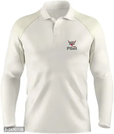 PS Pilot Cricket Upper Off- White Color T-Shirt Full Sleeves in Micro pp Fabric Collar Neck Pack of 1-thumb0