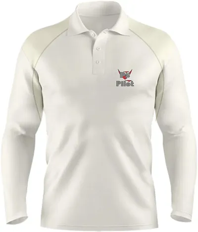 PS Pilot Cricket Upper Off- White Color T-Shirt Full Sleeves in Micro pp Fabric Collar Neck Pack of 1