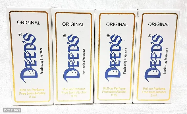 Almas Deeds Roll On Perfume, 8Ml Each (Pack Of 4) For Unisex