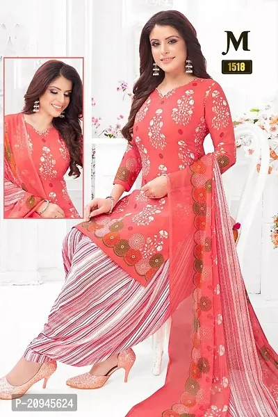 Elegant  Crepe  Dress Material with Dupatta For Women