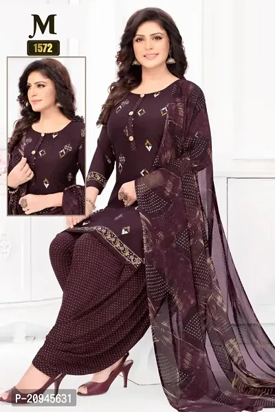 Elegant  Crepe  Dress Material with Dupatta For Women-thumb0