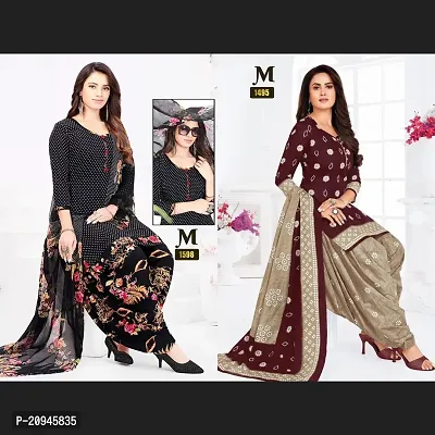 Elegant  Crepe  Dress Material with Dupatta For Women Pack of 2-thumb0