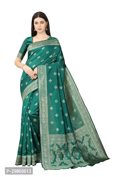 Stylish Kosa Silk Green Saree With Blouse Piece For Women-thumb0