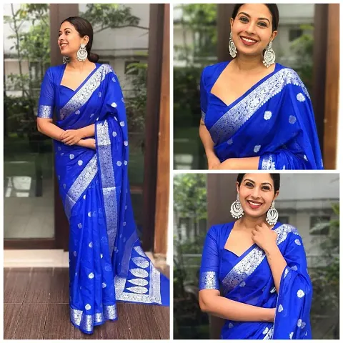 Stylish Kosa Silk Woven Design Saree With Blouse Piece For Women