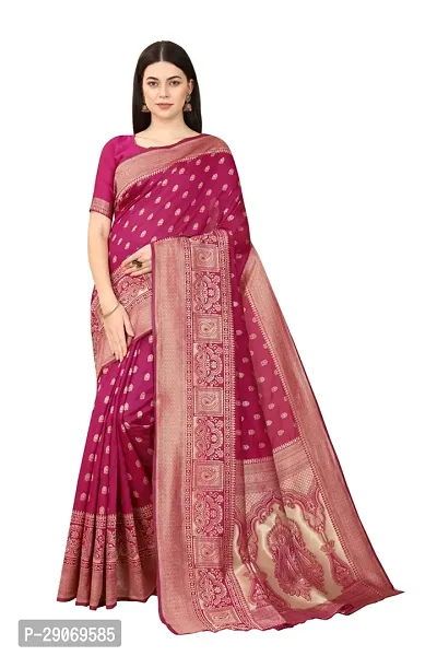 Stylish Kosa Silk Pink Saree With Blouse Piece For Women-thumb0