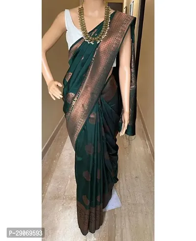 Stylish Kosa Silk Green Saree With Blouse Piece For Women