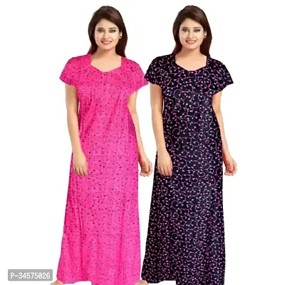 Women Cotton Maxi Nightdress Pack of 2-thumb0