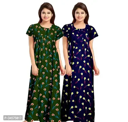 Women Cotton Maxi Nightdress Pack of 2-thumb0