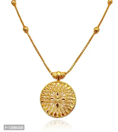 JIPPA Fancy Pendant Locket Chain Gold Plated Rich Look Long Size Daily Use Jewelry for Girls,women-100551