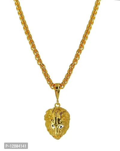 JIPPA Pendant Lion Locket Chain Gold Plated Rich Look Long Size Daily Use Jewelry for Men, Boys -100167-thumb0