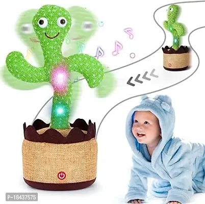 Dancing Cactus Talking Plush Toy with Singing  Recording Function - Repeat What You Say - Pack of 1, Rechargeable Cable Included-thumb0