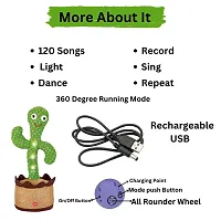 Dancing Cactus Talking Plush Toy with Singing  Recording Function - Repeat What You Say - Pack of 1, Rechargeable Cable Included-thumb1