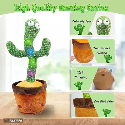 Rechargeable Toy, Wriggle  Singing Recording Repeat What You Say Funny Education Toys for Babies Children Playing, Home Decorate (Cactus Toy)-thumb4