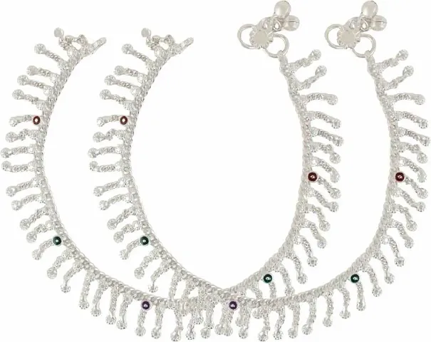 Fashion World Silver Payal Anklet for Girls & Women