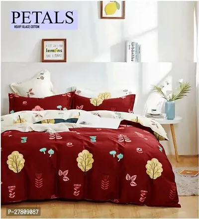 Comfortable Cotton Printed King Bedsheet with Two Pillow Covers-thumb0