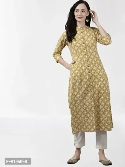 Amazon Brand - Anarva Women's Cotton Regular Knee Length Kurta | Front Open Straight Kurta (Mustard,S) (AMKUR0106MUSTARD_S)-thumb2