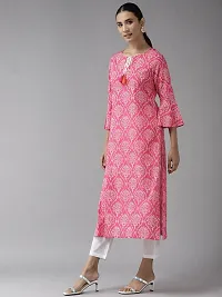 Amazon Brand - Anarva Women's Cotton Straight Knee Length Kurta | Bandej Printed Kurta Set (Fuchsia) (AMSKD0117FUSHIA)-thumb4