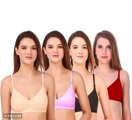 Glossy Non Paded Bra Pack of 4