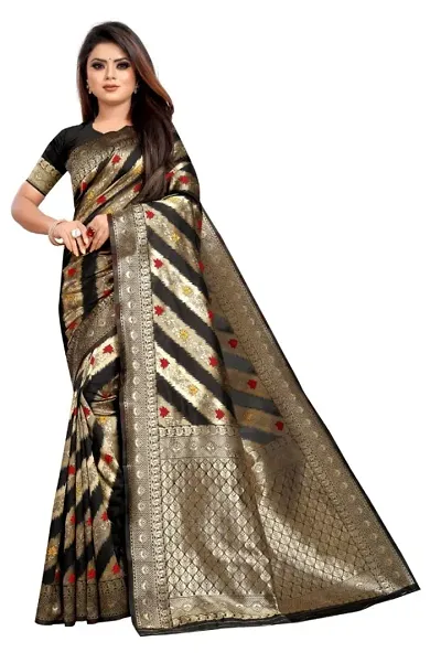 Elegant Silk Blend Saree with Blouse piece For Women