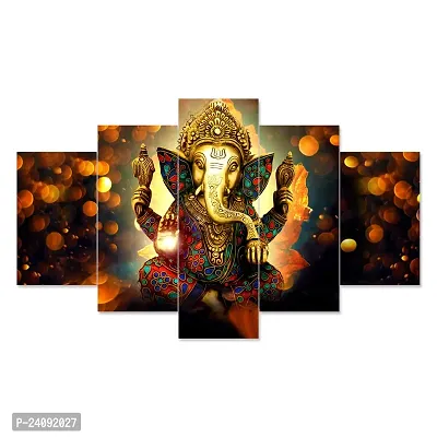 DYNAMICS DECOR Uv Coated Mdf Framed Ganesha 3D Religious Painting For Wall And Home Decor ( 75 Cm X 43 Cm ) - Set Of 5 Wall Painting, Multicolour-thumb3