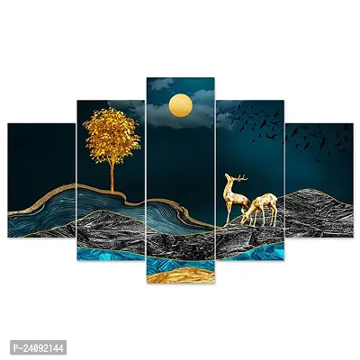 DYNAMICS DECOR Uv Coated Mdf Framed Nature Art 3D Religious Painting For Wall And Home Decor ( 75 Cm X 43 Cm ) - Set Of 5 Wall Painting, Multicolour-thumb3