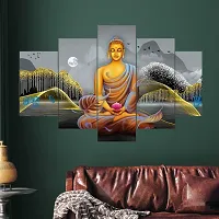 DYNAMICS DECOR Uv Coated Mdf Framed Buddha 3D Religious Painting For Wall And Home Decor ( 125 Cm X 60 Cm ) - Set Of 5 Wall Painting, Multicolour-thumb2