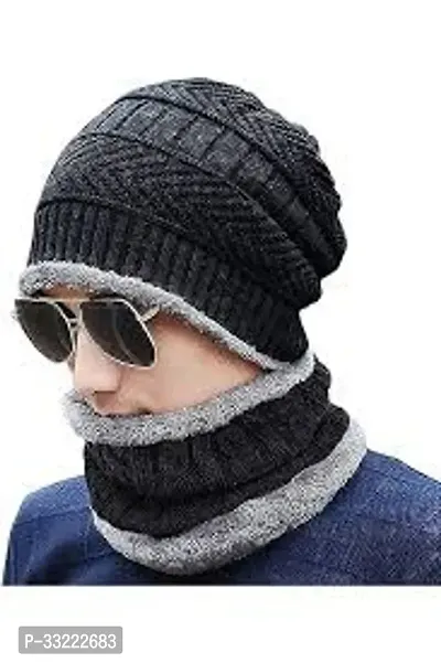 Stylish Woolen Beanie Cap with Neck Warmer for Unisex-thumb0