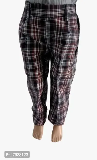 CHECKED BLUE  Full Pant - Elastic Waistband  Trousers for Boys