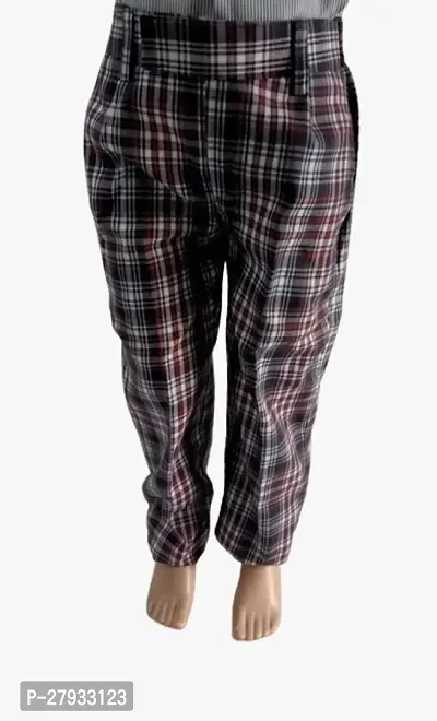 CHECKED BLUE  Full Pant - Elastic Waistband  Trousers for Boys-thumb0