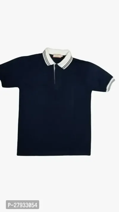 Solid Half Sleeves T shirt for Boys (Navy Blue)-thumb0