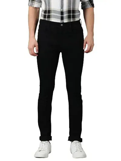 Trendy Denim Black Solid Jeans For Men