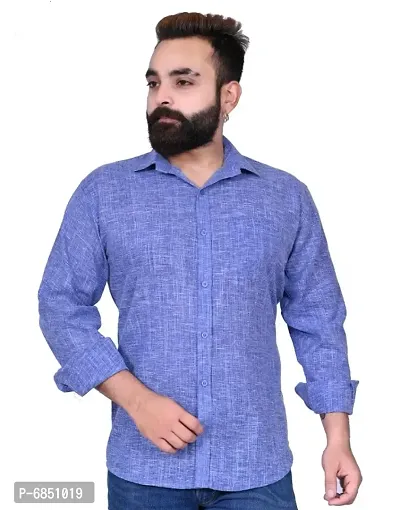 Trendy Linen Blue Formal Shirt-thumb0