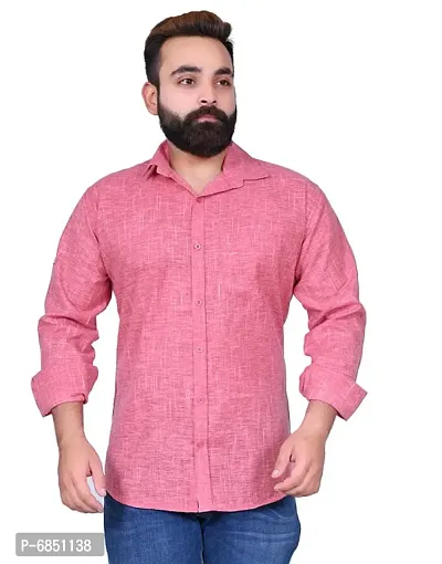 Pink Linen Formal Shirts For Men-thumb0