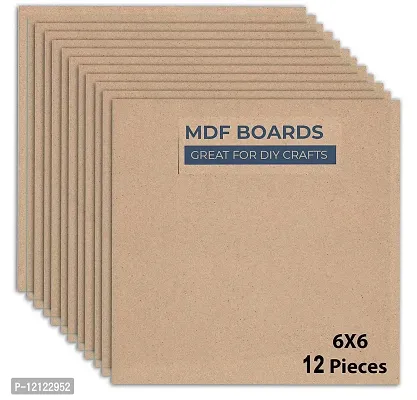 Woodcraft Original MDF 6x6 inch Square 2mm Thick Unfinished Board for Art and Craft, Resin Art, Mandala Art, Pyrography, Painting (12pc Set)-thumb0