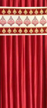 Aadi Traders Polyester Room Darkening Door Curtain (Pack Of 2) 7 Feet (Floral, Red)-thumb1