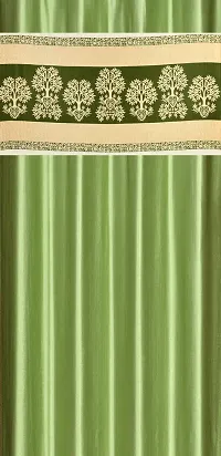 Aadi Traders Polyester Room Darkening Door Curtain (Pack Of 2) 9 Feet (Floral, Green2)-thumb2