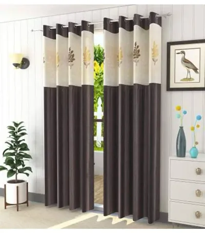 Stylish Polyester Long Door Curtains- 2 Pieces