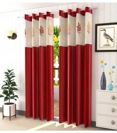 Stylish Polyester Long Door Curtains- 2 Pieces